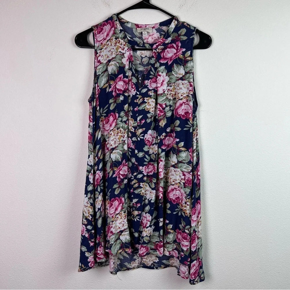 Umgee Dresses & Skirts - Umgee USA Floral Dress Size Small Keyhole Front Mini Tunic Style Sleeveless